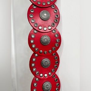 Red Leather Western Belt